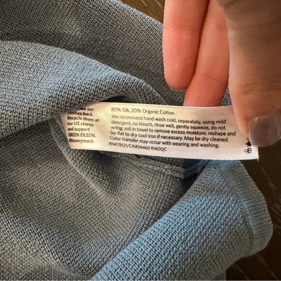 Eileen Fisher Silk & Organic Cotton Sweater in Dusty Blue Size L - Picture 6 of 6